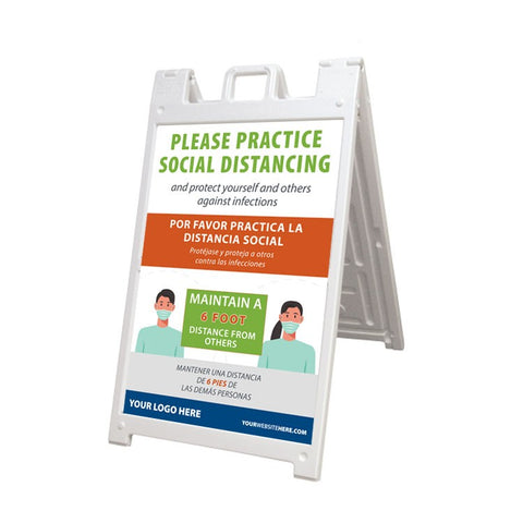 Practice Social Distancing A-Frame Sign Kit (USA MADE | 7 Days)