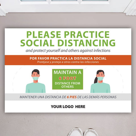 Practice Social Distancing Bilingual Floor Decal (USA MADE | 3 Days)